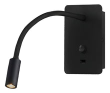 Cargar imagen en el visor de la galería, Aplique led 3w cálido flexible negro usb y usb c