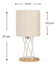 Cargar imagen en el visor de la galería, Lámpara de mesa Nápoles  con pantalla de tela, metal y madera