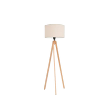 Cargar imagen en el visor de la galería, Lámpara trípode de madera con pantalla decorativa, estilo minimalista y nórdico