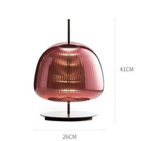 Cargar imagen en el visor de la galería, Lampara de mesa roja vidrio y metal