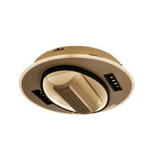 Cargar imagen en el visor de la galería, Ventilador de techo tipo plafón con luz LED variable encendida y diseño moderno sin aspas visibles.