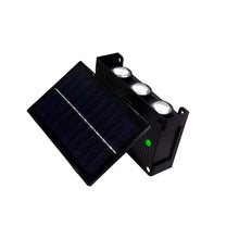 Cargar imagen en el visor de la galería, Foco solar de pared LED exterior IP66 6 leds 840LM recargable con panel solar
