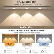 Cargar imagen en el visor de la galería, Aplique LED barrita Recargablecolor blanco 40 cm  3 Temperaturas de luz 
