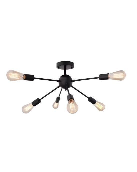 Luminaria de Techo Sputnik Negro 3066C – 6 Brazos – Rosca E27