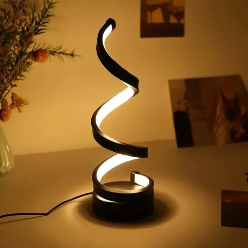 Luminaria Portátil LED Espiral Negra – 3 Temperaturas de Luz
