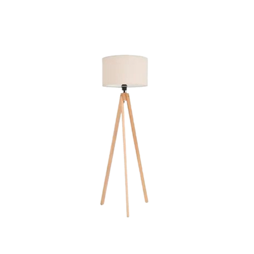 Lámpara trípode de madera con pantalla decorativa, estilo minimalista y nórdico