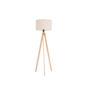 Lámpara trípode de madera con pantalla decorativa, estilo minimalista y nórdico