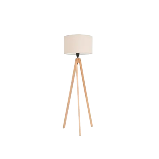 Lámpara trípode de madera con pantalla decorativa, estilo minimalista y nórdico