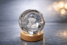 Cargar imagen en el visor de la galería, Veladora Decorativa Esfera de Cristal, Base de Madera Ficha USB Luz Calida o RGB
