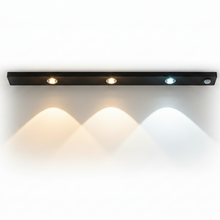 Cargar imagen en el visor de la galería, Aplique led barra recargable negra con sensor de movimiento y 3 tempraturas de luz
