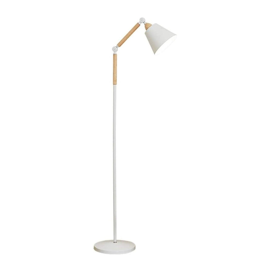 Lámpara portátil de pie estilo nórdico, con base delgada y diseño minimalista en tonos claros