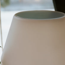 Cargar imagen en el visor de la galería, detalle pantalla de lampara portatil de mesa con panel solar blanca y plateada
