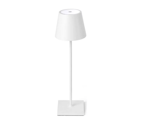 luminaria recargable blanca metalica luz led