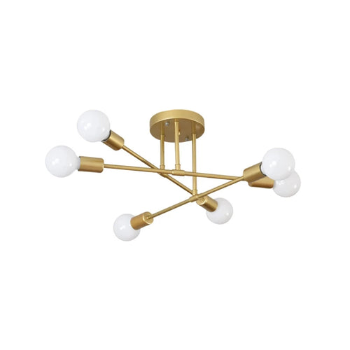 Plafón de techo Sputnik Francisca dorado con 6 luces estilo moderno