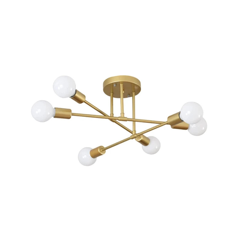 Plafón de techo Sputnik Francisca dorado con 6 luces estilo moderno