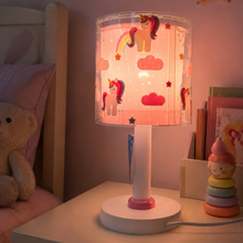 Cargar imagen en el visor de la galería, Lámpara portátil unicornio rosa doble pantalla con efecto fluorescente para niñas y niños
